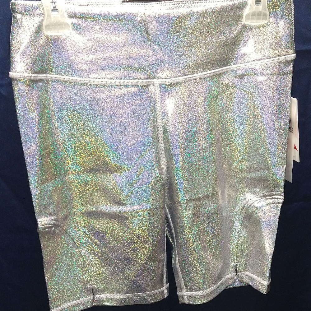Mono B Iridescent Silver Holographic Bike Shorts
